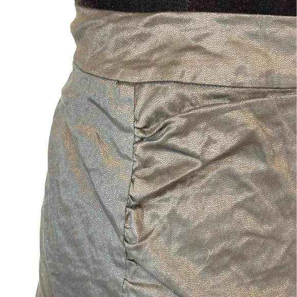 BCBGMAXAZRIA Metallic Gunmetal Ruched Skirt Size 2 - Picture 5 of 10